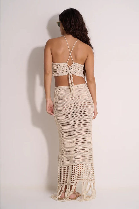 Gottex Beach Life Crochet Fringe Skirt and Crop Top Set