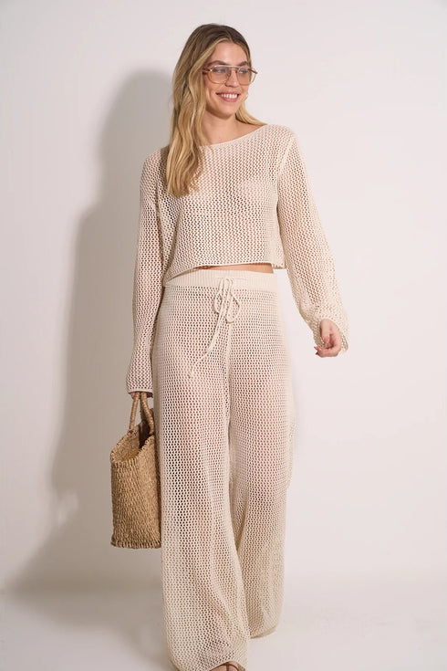 Gottex Beach Life Anna Two Crochet Long Sleeve Beach Top