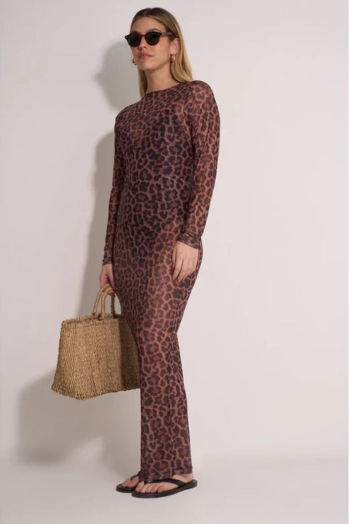 Gottex Beach Life Wild Mesh Long Sleeve Dress
