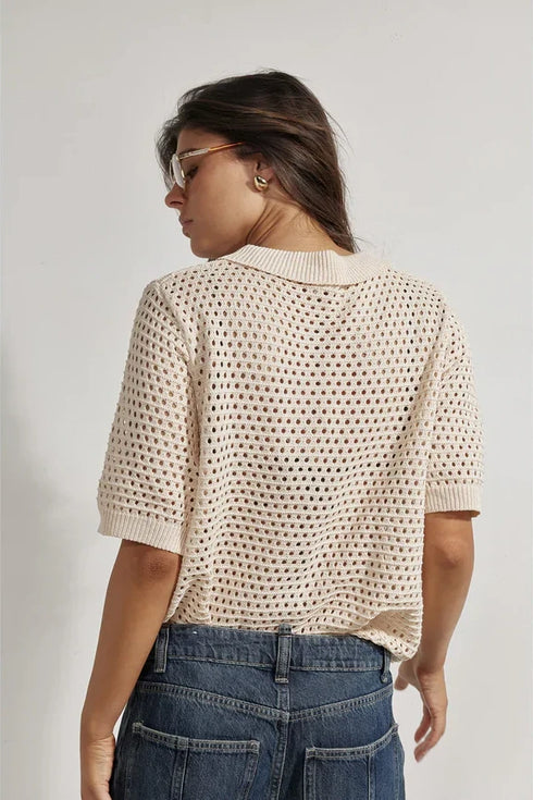 Gottex Beach Life Robbie Crochet Collared Beach Top