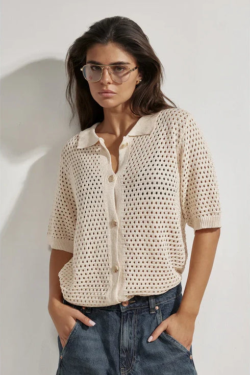 Gottex Beach Life Robbie Crochet Collared Beach Top