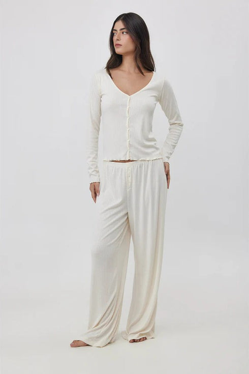 Gottex Beach Life Daydream Pointelle Buttoned Loungewear Top