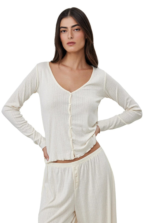 Gottex Beach Life Daydream Pointelle Buttoned Loungewear Top