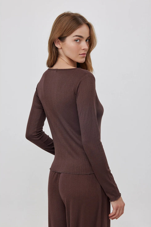 Gottex Beach Life Daydream Pointelle Buttoned Loungewear Top