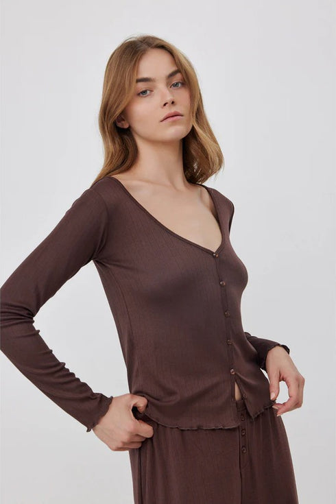 Gottex Beach Life Daydream Pointelle Buttoned Loungewear Top