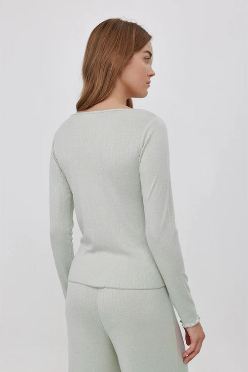 Gottex Beach Life Daydream Pointelle Buttoned Loungewear Top
