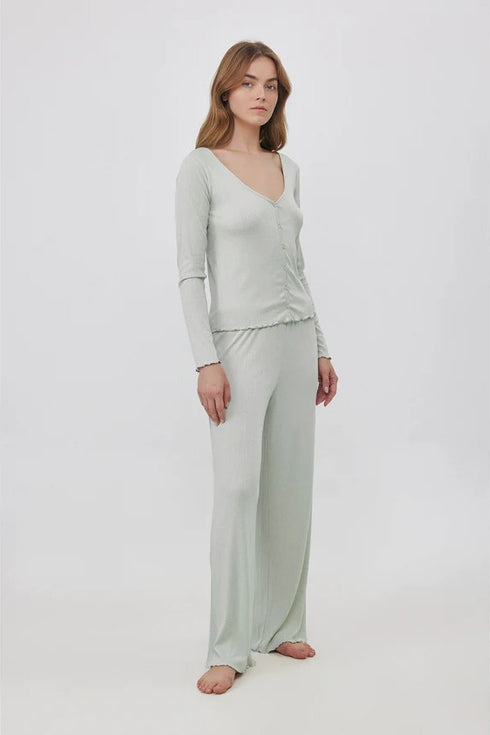 Gottex Beach Life Daydream Pointelle Buttoned Loungewear Top