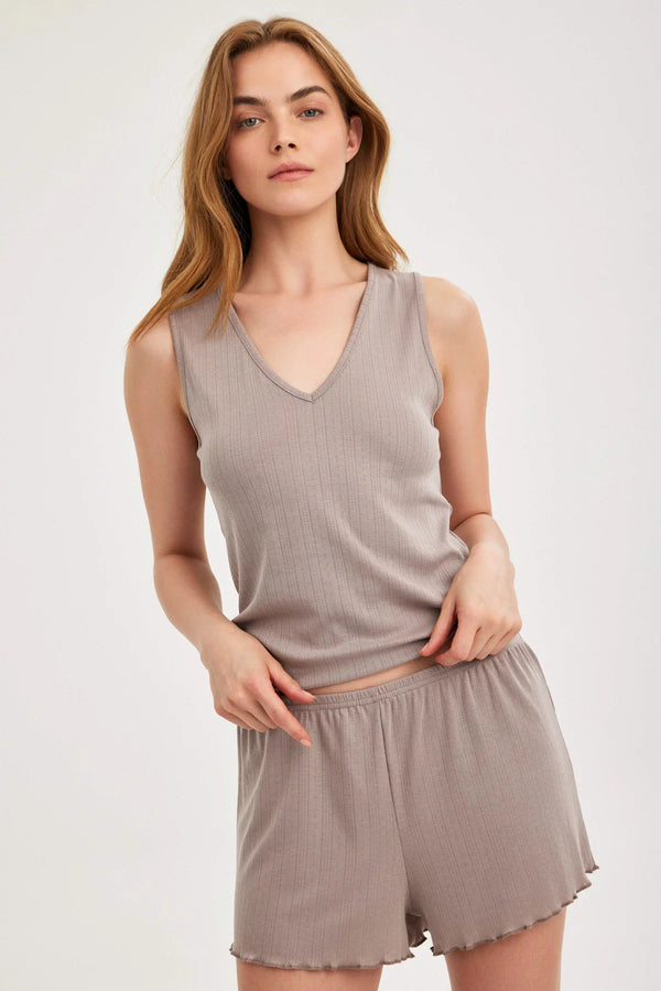 Gottex Beach Life Summer Lounge V-Neck Pointelle Tank Top