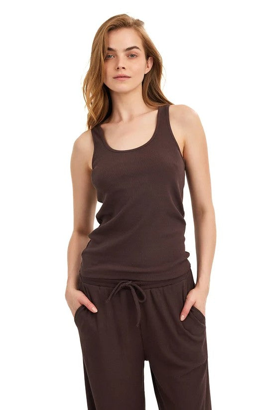Gottex Beach Life Summer Lounge Ribbed Racerback Tank Top