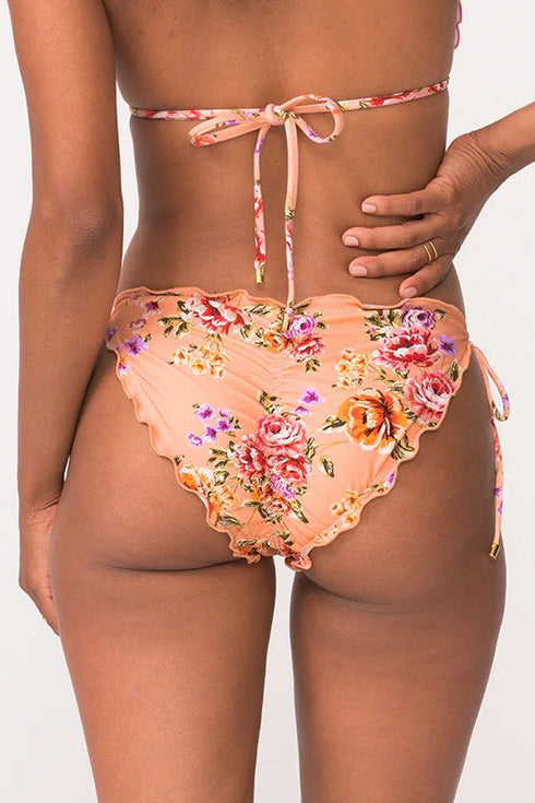 PQ Swim Bahia Embroidered Lettuce Edge Tie Bottoms