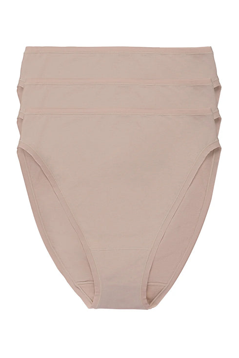 Natori Bliss Bare Cotton High Cut Brief 3-pack