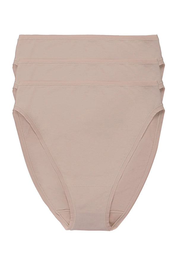 Natori Bliss Bare Cotton High Cut Brief 3-pack