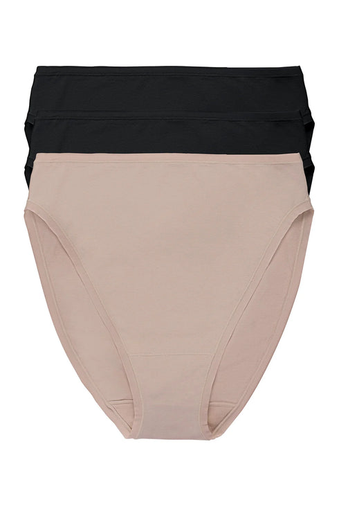 Natori Bliss Bare Cotton High Cut Brief 3-pack