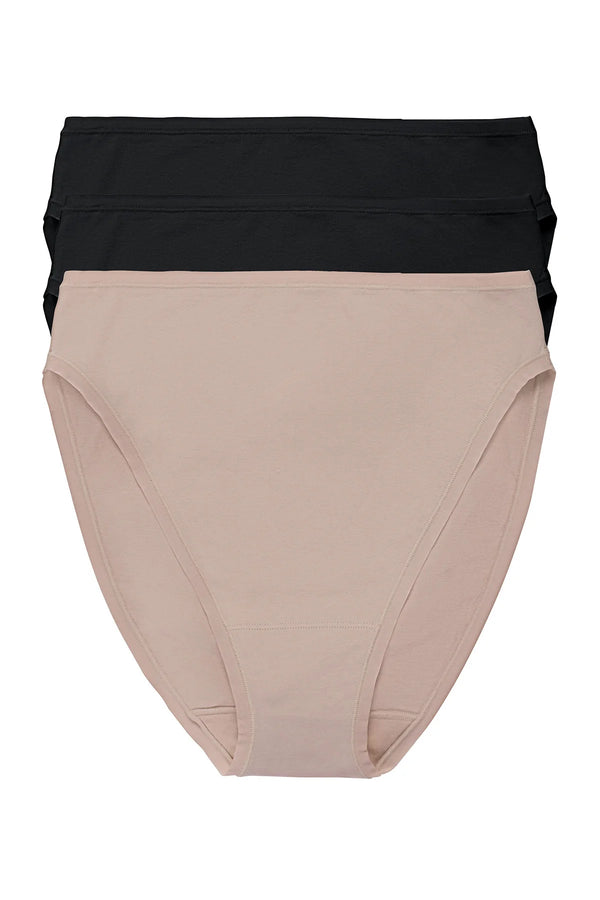 Natori Bliss Bare Cotton High Cut Brief 3-pack