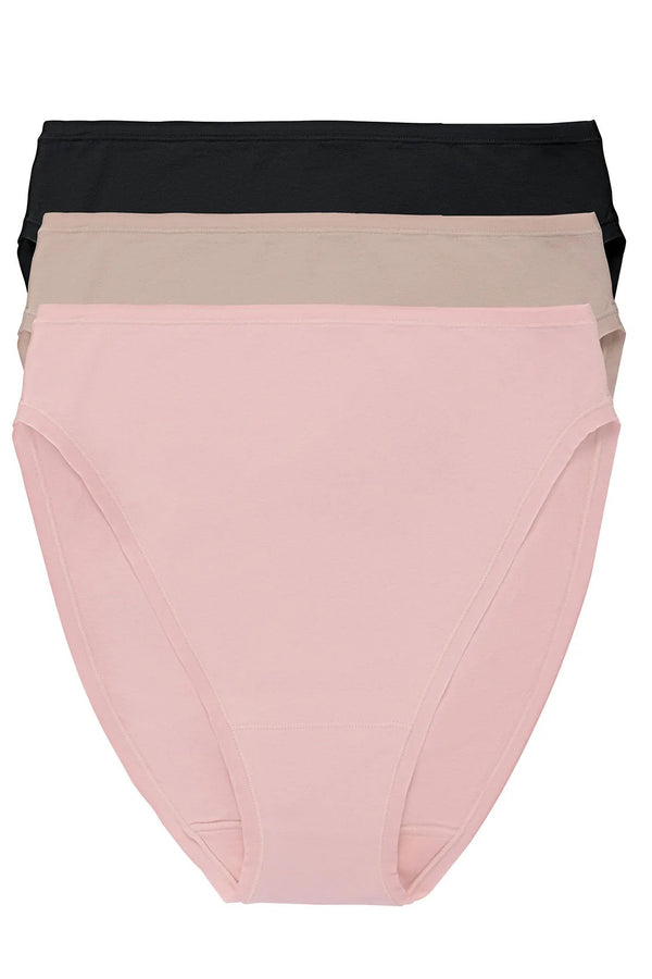 Natori Bliss Bare Cotton High Cut Brief 3-pack
