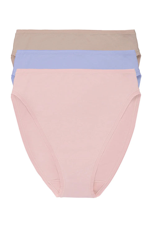 Natori Bliss Bare Cotton High Cut Brief 3-pack