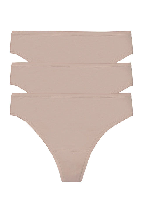 Natori Bliss Bare Cotton Thong 3-pack
