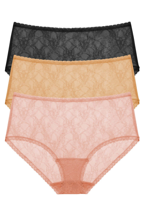 Natori Bliss Allure One Size Lace Full Brief 3-pack