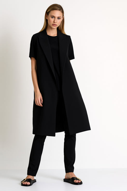 Shan Agathe Contemporary Long Sleeveless Jacket