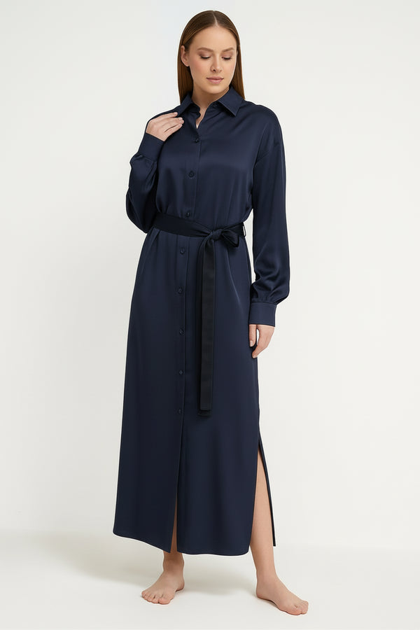 Shan Soie Taffeta Maxi Shirt Dress