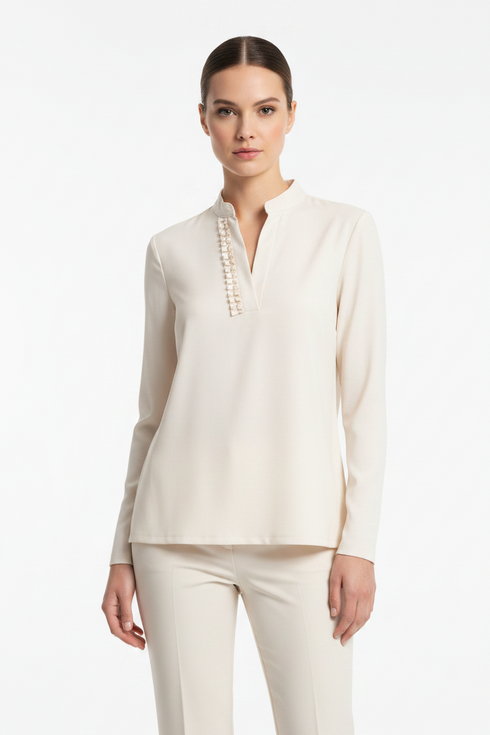 Shan Sofia Split Neck Jersey Top