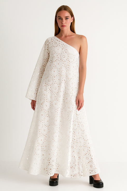 Shan Lili One-Shoulder Lace Dress