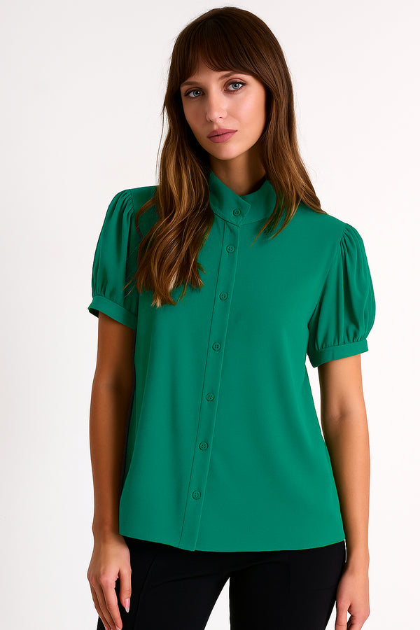 Shan Céline Silk Blouse With Balloon Sleeves