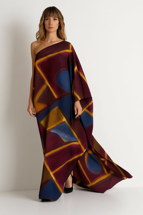 Shan Soie Silk One-Shoulder Silk Dress