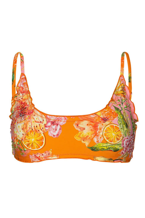 PQ Swim Clementine Embroidered Lettuce Edge Bralette Top