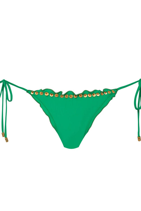 PQ Swim Clover Embroidered Lettuce Edge Tie Bottoms
