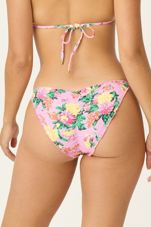 PQ Swim Swim Dahlia Embroidered Lettuce Edge Tie Side Bottom
