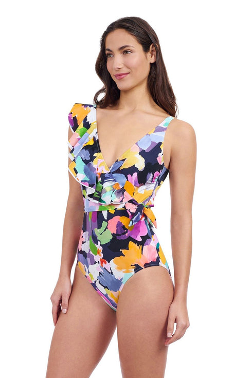 Gottex Profile By Gottex Holi V-Neck Surplice Ruffle One Piece