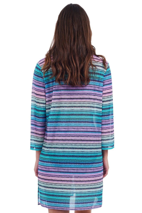 Gottex Profile By Gottex Harmony V-Neck Long Sleeve Mesh Tunic