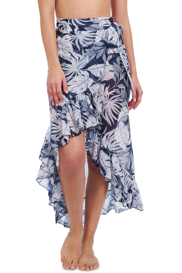 Gottex Profile By Gottex Malaya Ruffled High Low Cover Up Wrap Skirt