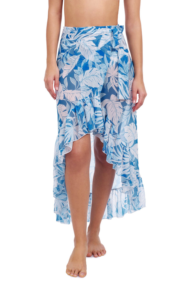Gottex Profile By Gottex Malaya Ruffled High Low Cover Up Wrap Skirt