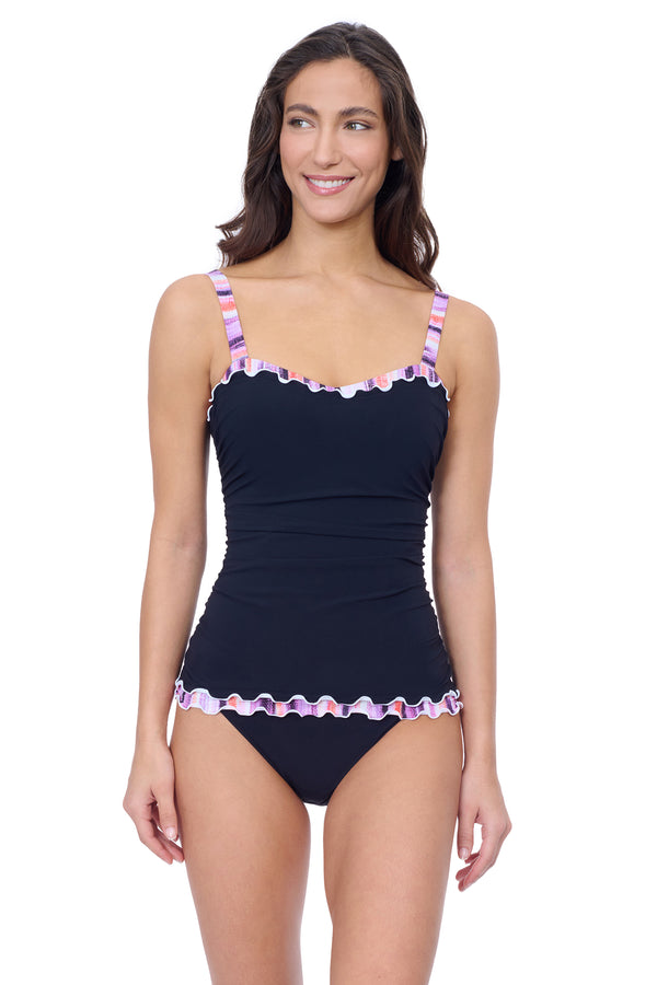Gottex Profile by Gottex Riga D Cup Solid Center Ruched Tankini