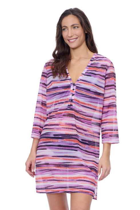 Gottex Profile by Gottex Riga V Neck Mesh Cover-Up Dress