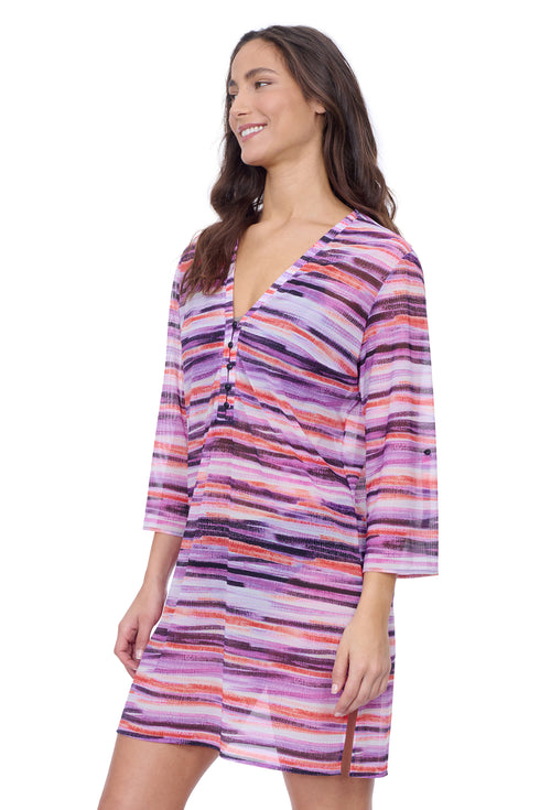 Gottex Profile by Gottex Riga V Neck Mesh Cover-Up Dress