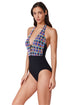 Profile by Gottex Retro Riviera Halter Netted Crochet One Piece Mutli
