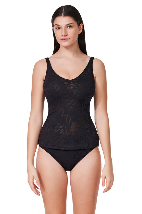 Profile by Gottex Skyfall Textured V-Neck D-Cup Tankini Top