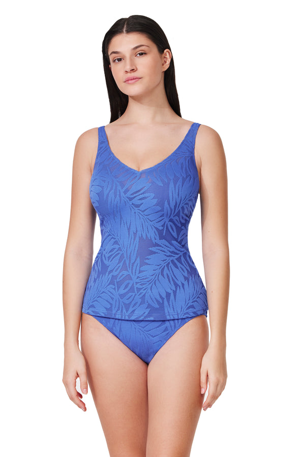 Profile by Gottex Skyfall Textured V-Neck D-Cup Tankini Top