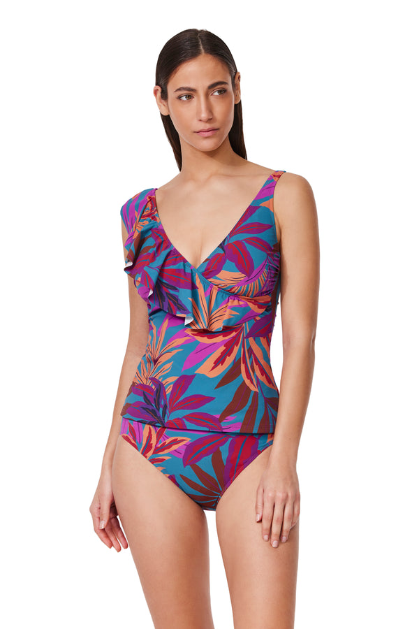 Gottex Profile by Gottex Plantopia Ruffle V Neck Surplice Tankini