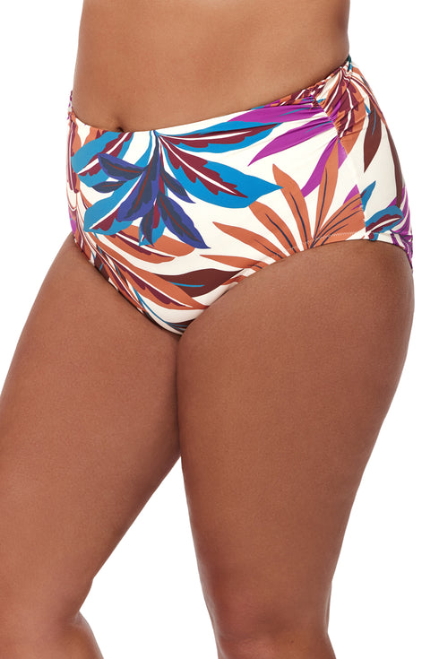 Profile by Gottex Plantopia Plus Size Shirred High Waist Swim Bottom