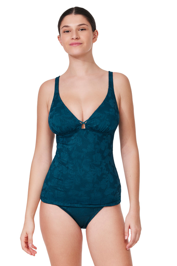 Profile by Gottex Jolene Textured D-Cup V Neck Tankini Top