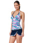 Gottex Profile Canva Tricolore Halter Tankini Top