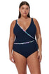 Gottex Profile by Gottex Canva Plus Size Tricolore V Neck Surplice One Piece