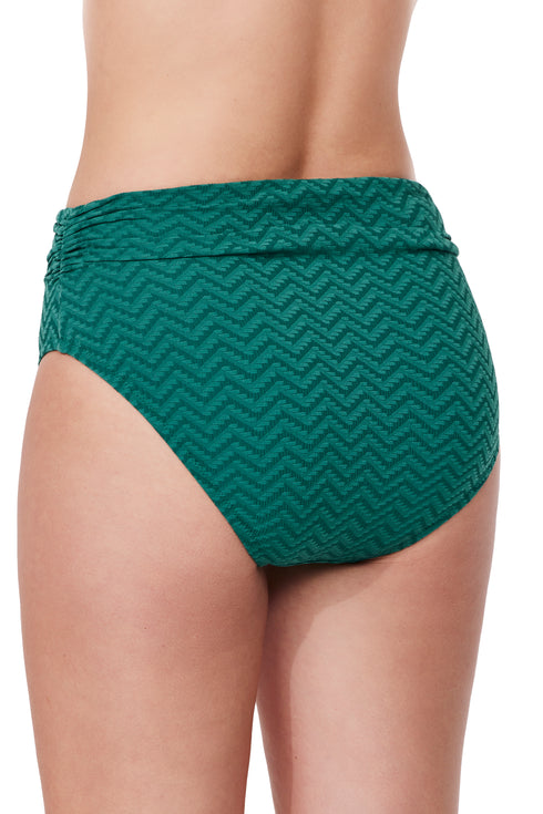 Gottex Profile by Gottex Medina Textured Shirred High Waist Swim Bottom