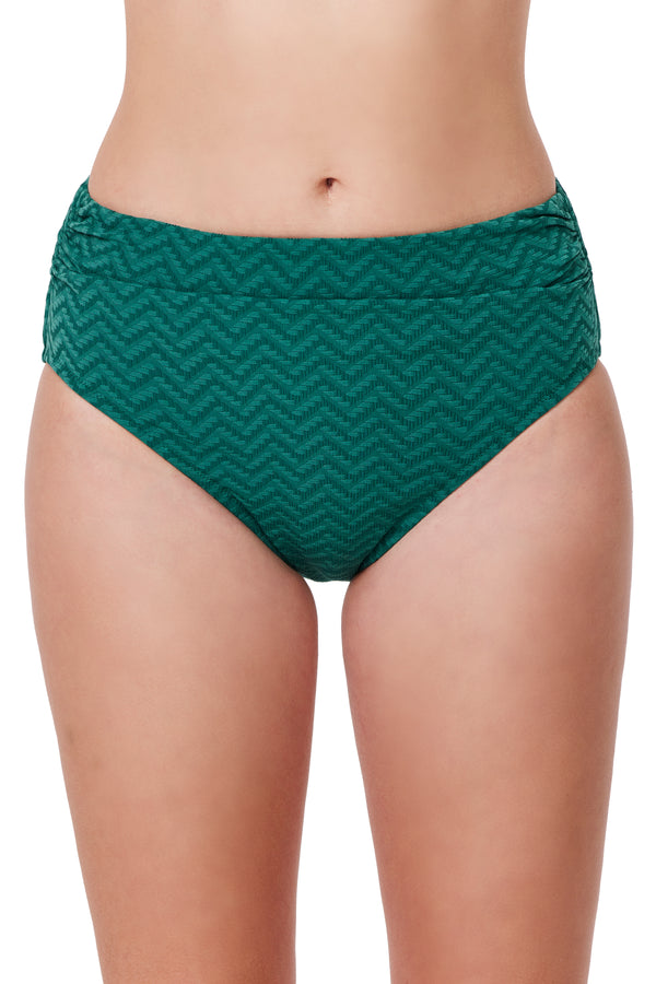 Gottex Profile by Gottex Medina Textured Shirred High Waist Swim Bottom
