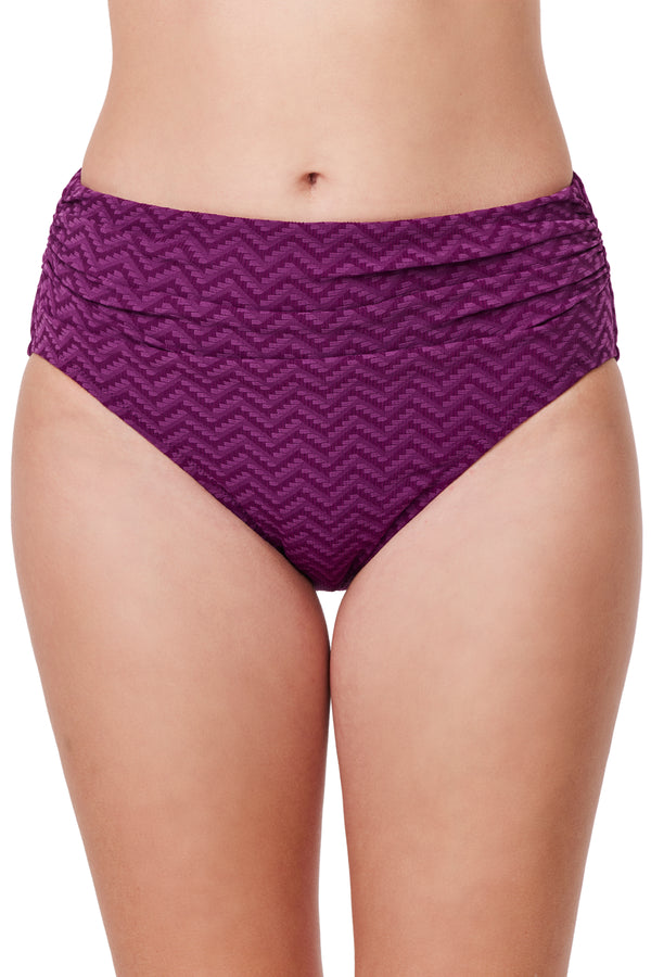 Gottex Profile by Gottex Medina Textured Shirred High Waist Swim Bottom