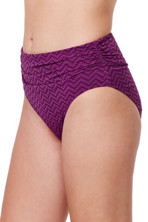 Gottex Profile by Gottex Medina Textured Shirred High Waist Swim Bottom